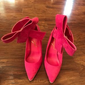 Pink heels with ankle bow